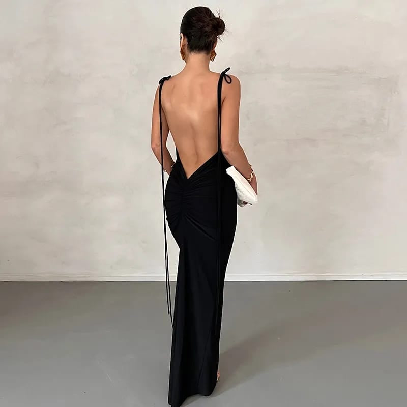 Strap sexy backless maxi dress