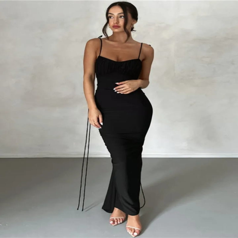 Strap sexy backless maxi dress