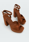 Suede open toe heel