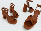 Suede open toe heel